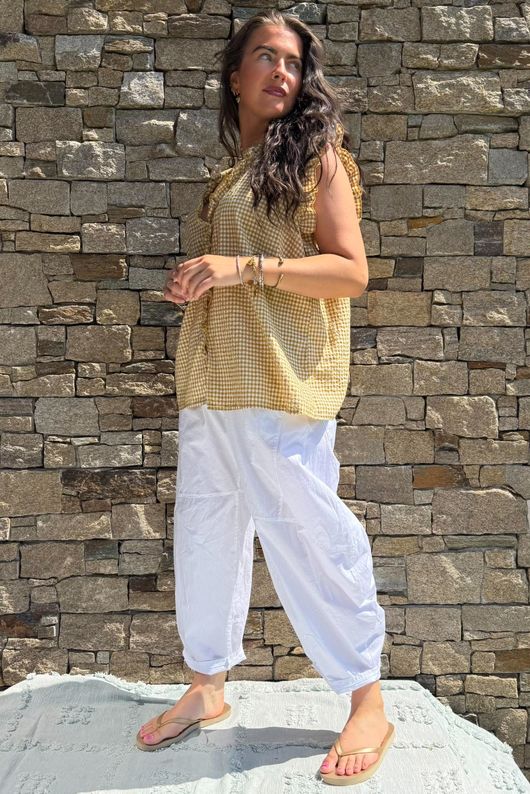 Arbi Gingham Y Blouse Mustard